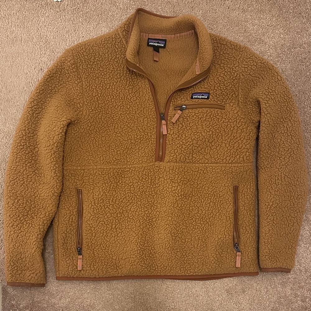 Patagonia Pullover Womens Large Brown Tan Half Zip